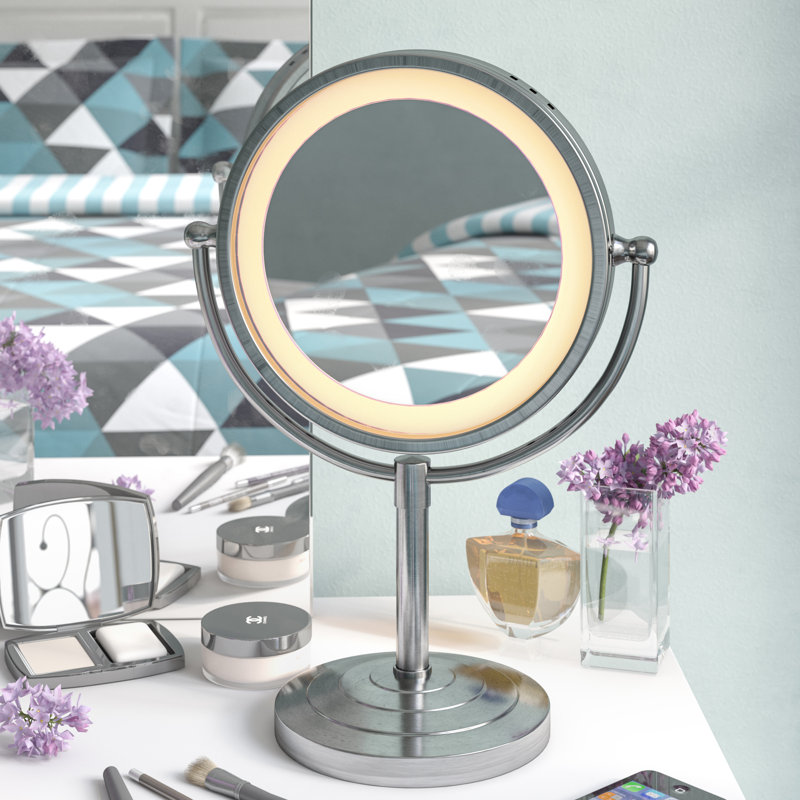 Symple Stuff Halo Lighted Tabletop Vanity Mirror & Reviews Wayfair